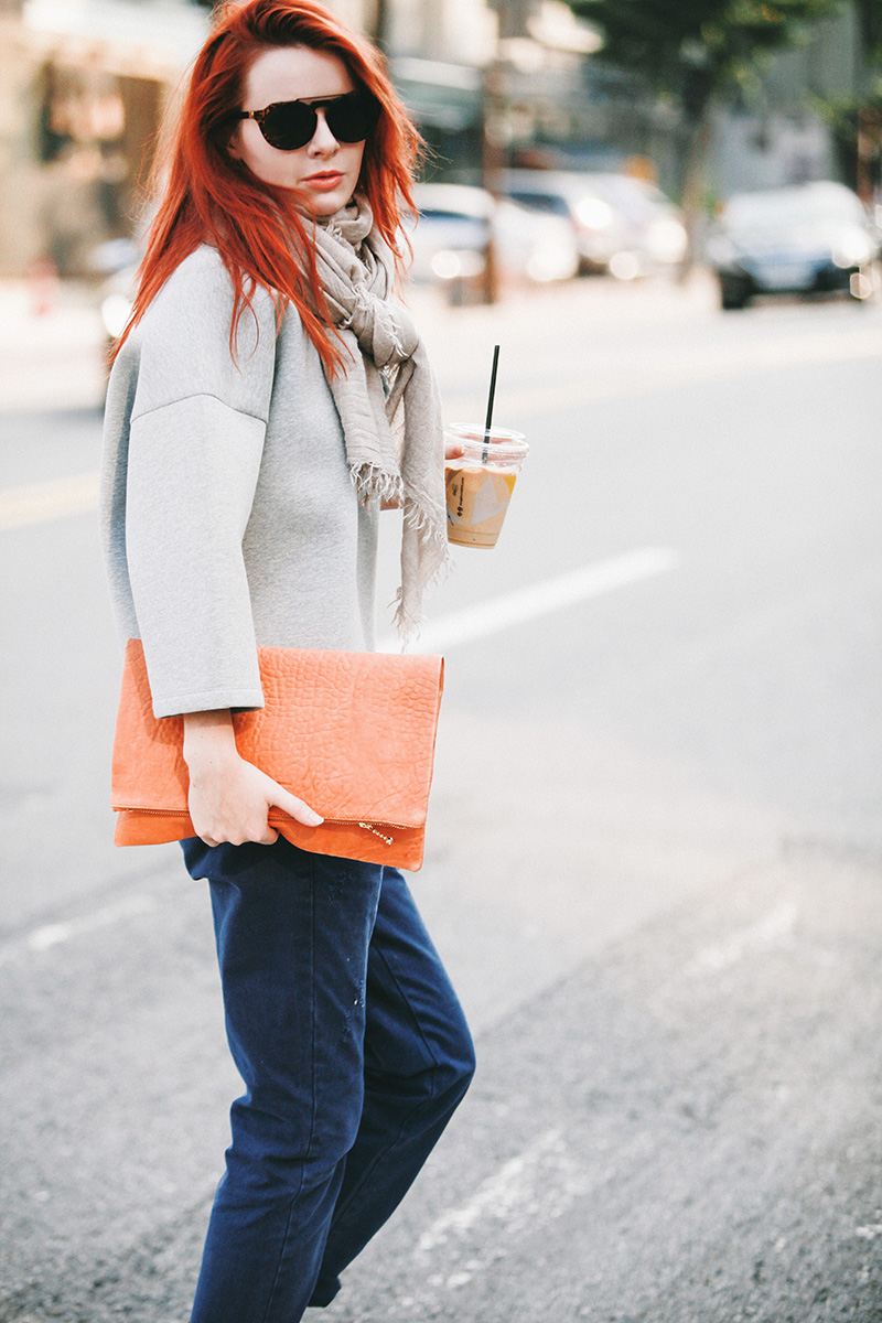 Neoprene sweatshirt, coffee in Itaewon
