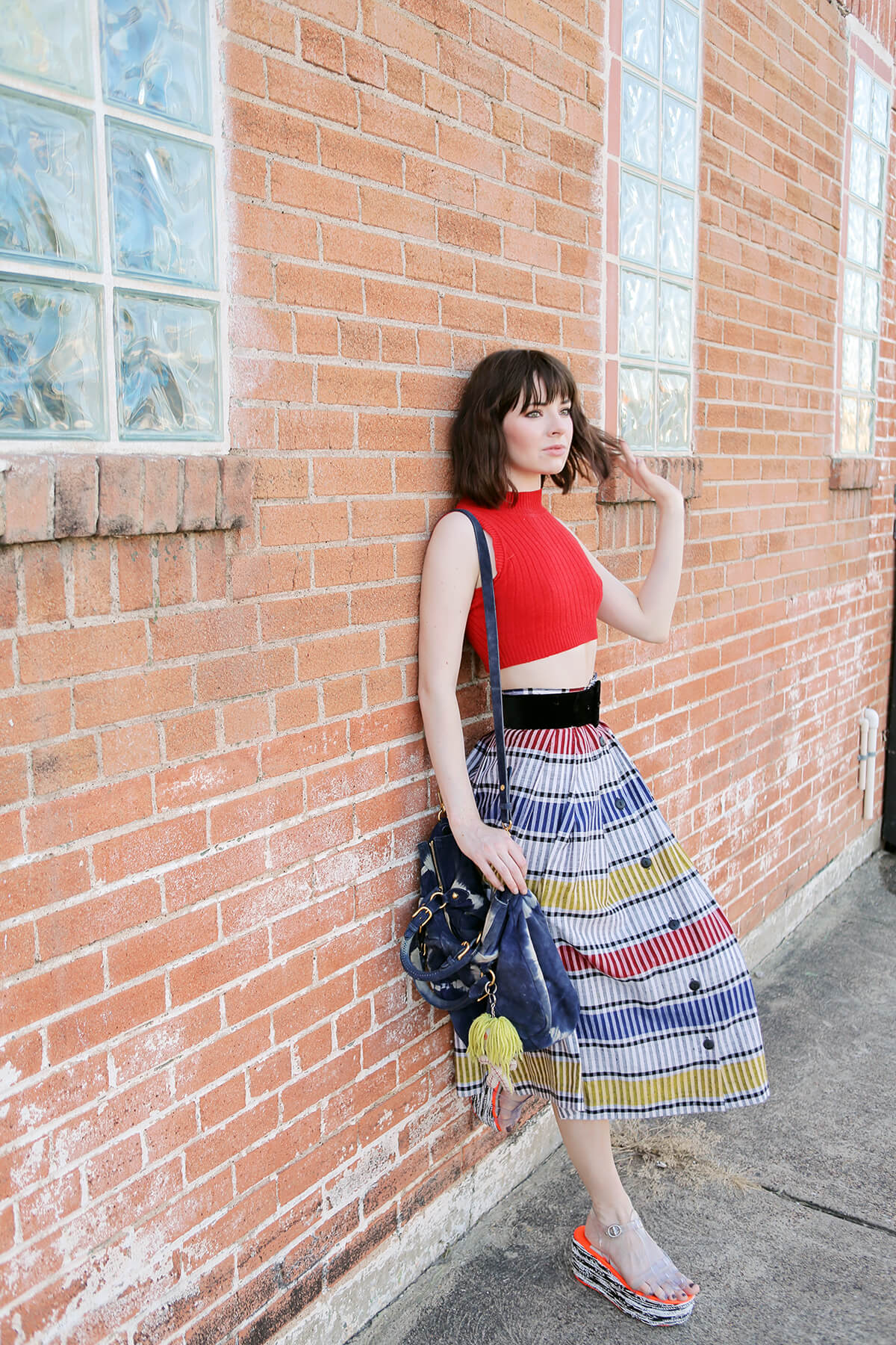 striped midi skirts