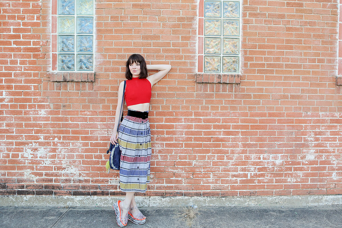 striped midi skirts